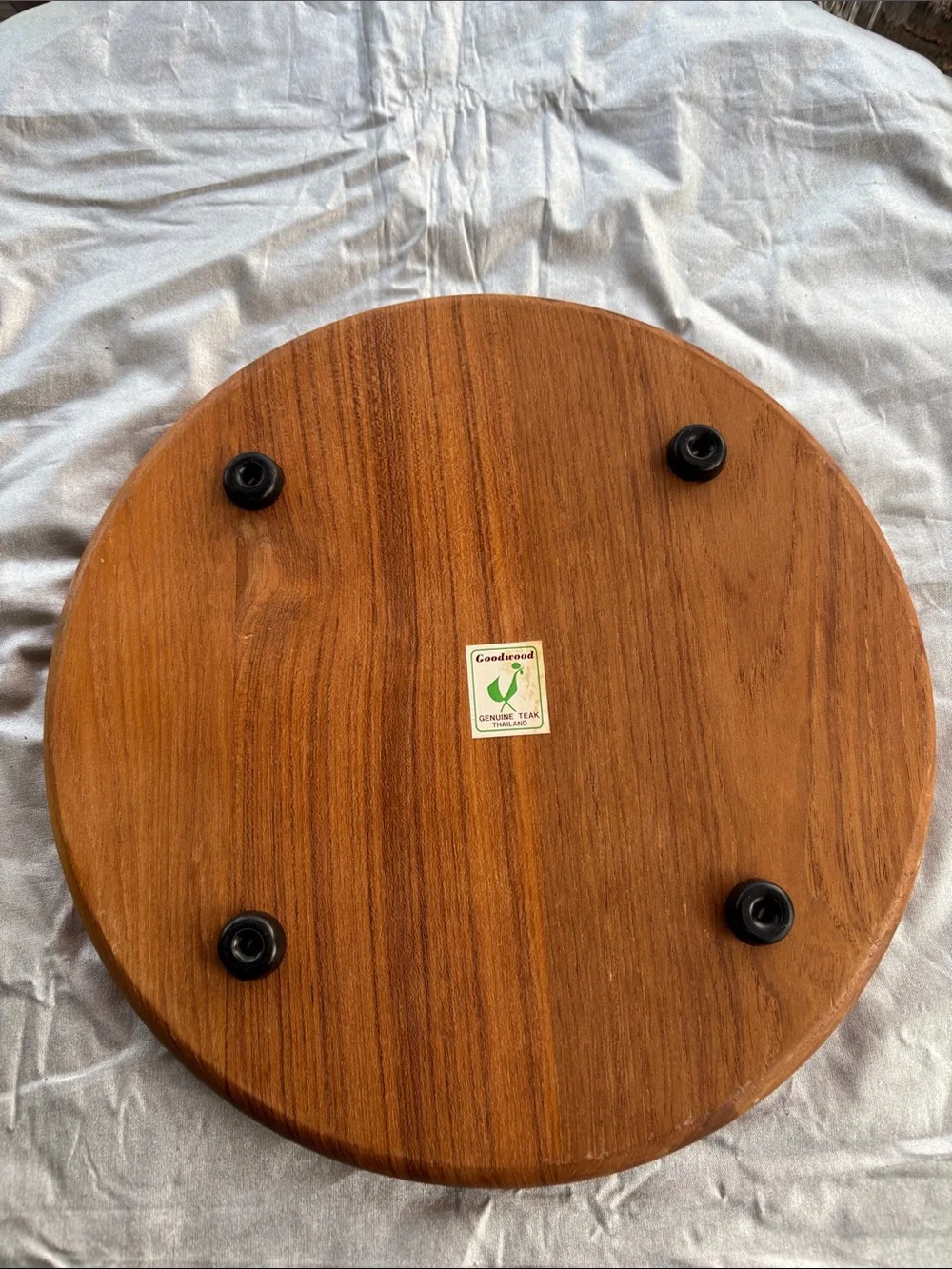Teak  Round Serving Tray - Brown